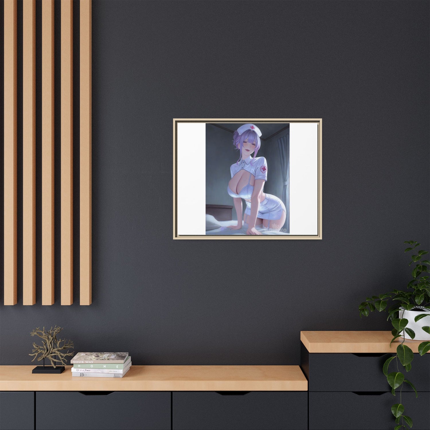 Sexy Anime Nurse Matte Canvas Print (Framed)