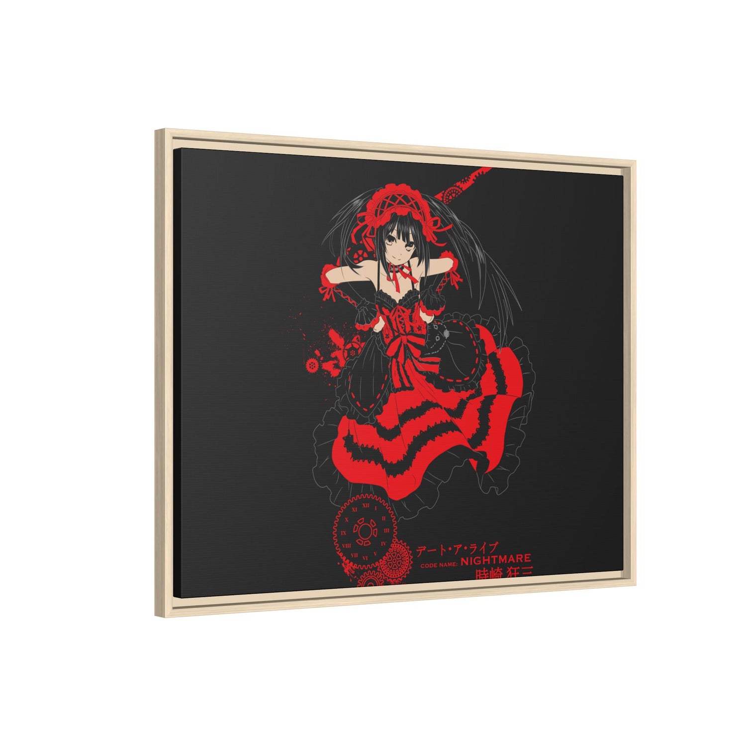 Anime Warrior Red Black Matte Canvas Print — Framed Wall Art