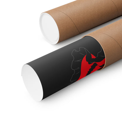 Anime Gothic Poster — Red &amp; Black Kurumi Nightcore Matte Vertical Print