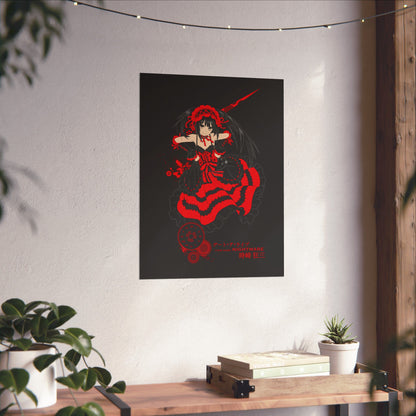 Anime Gothic Poster — Red &amp; Black Kurumi Nightcore Matte Vertical Print