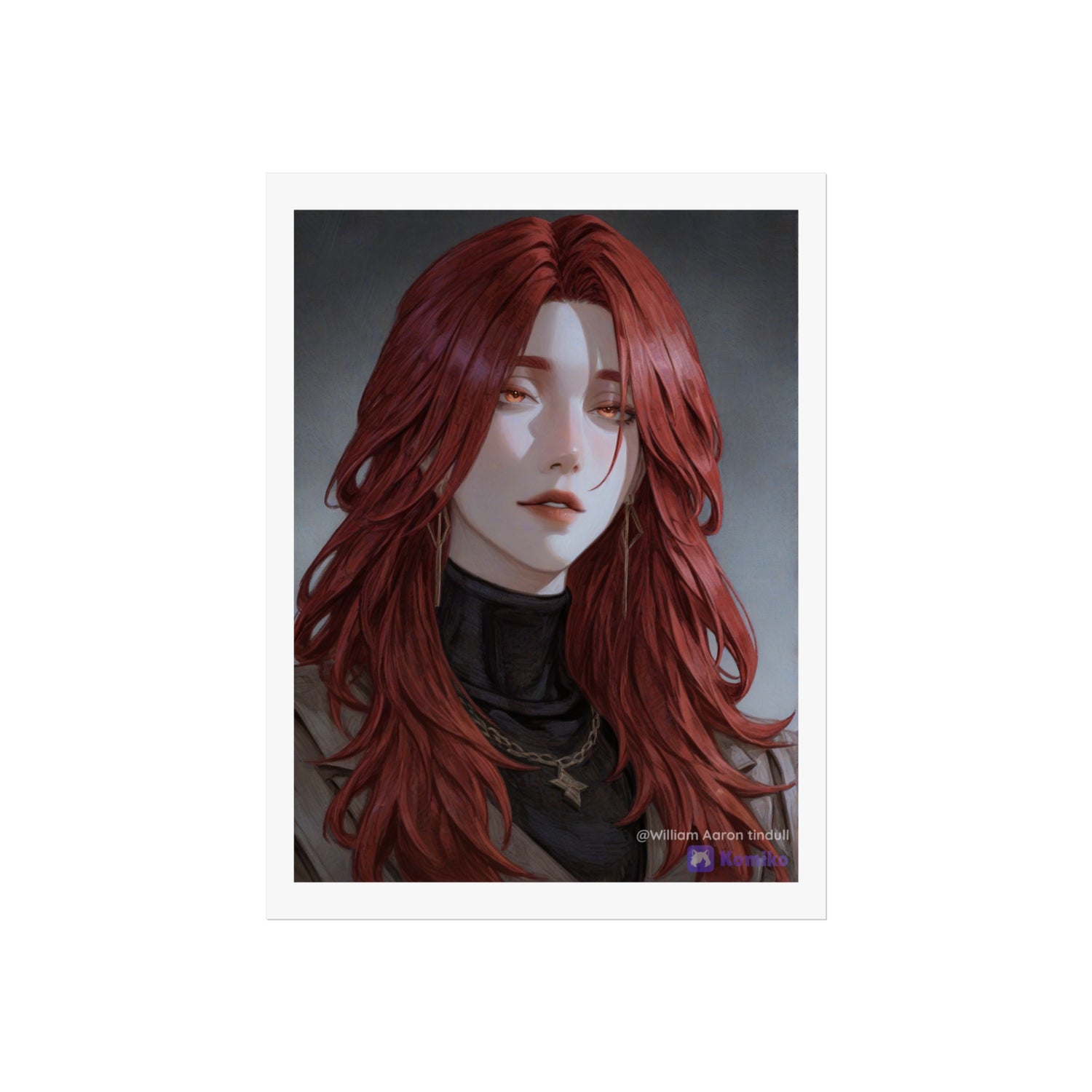 Fine Art Poster — Red-Haired Gothic Portrait, Moody Decorative Wall Art