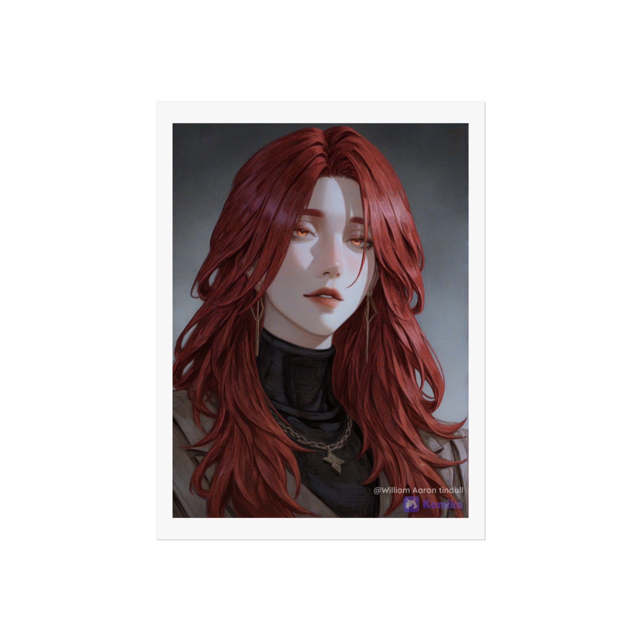 Fine Art Poster — Red-Haired Gothic Portrait, Moody Decorative Wall Art