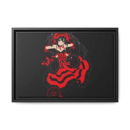 Anime Warrior Red Black Matte Canvas Print — Framed Wall Art
