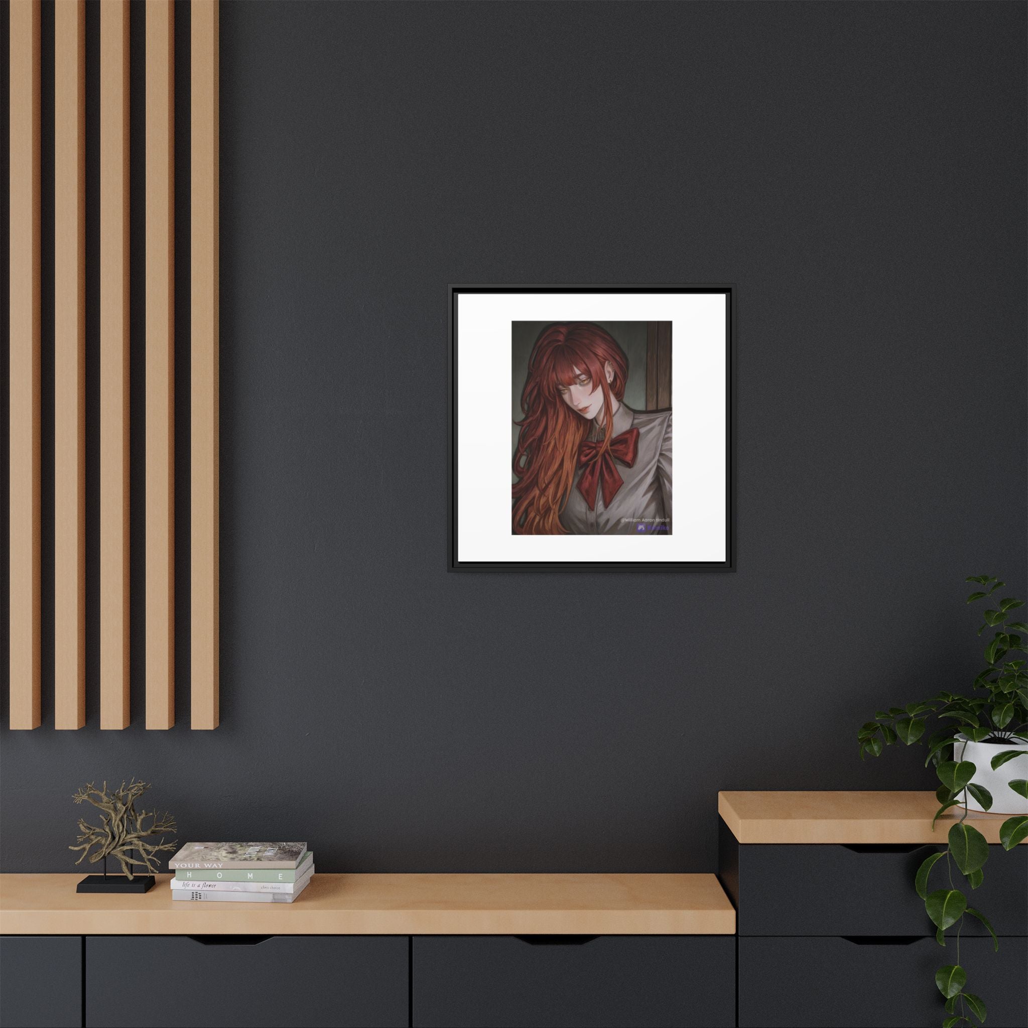 Framed Matte Canvas Print — Gothic Redhead Portrait