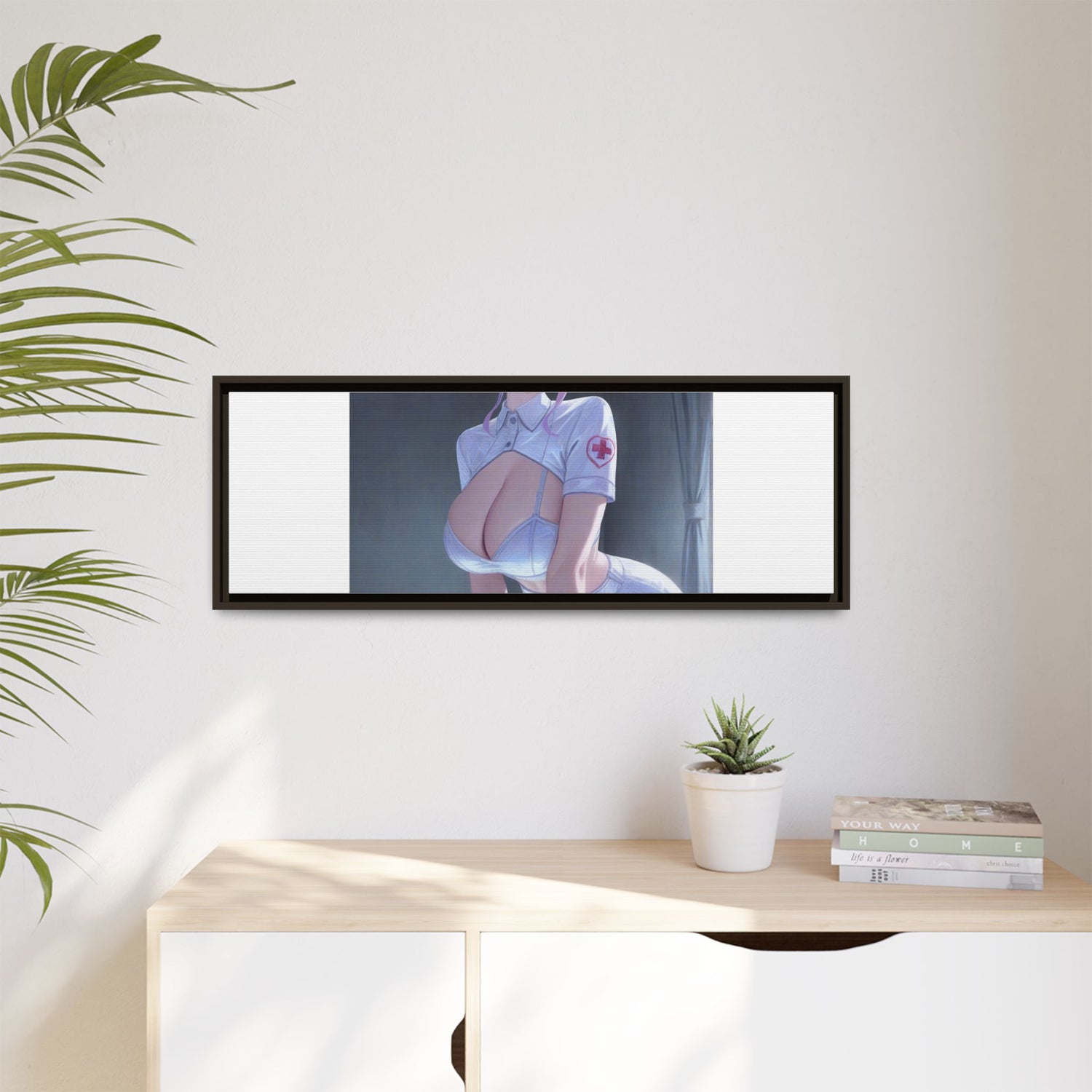 Sexy Anime Nurse Matte Canvas Print (Framed)