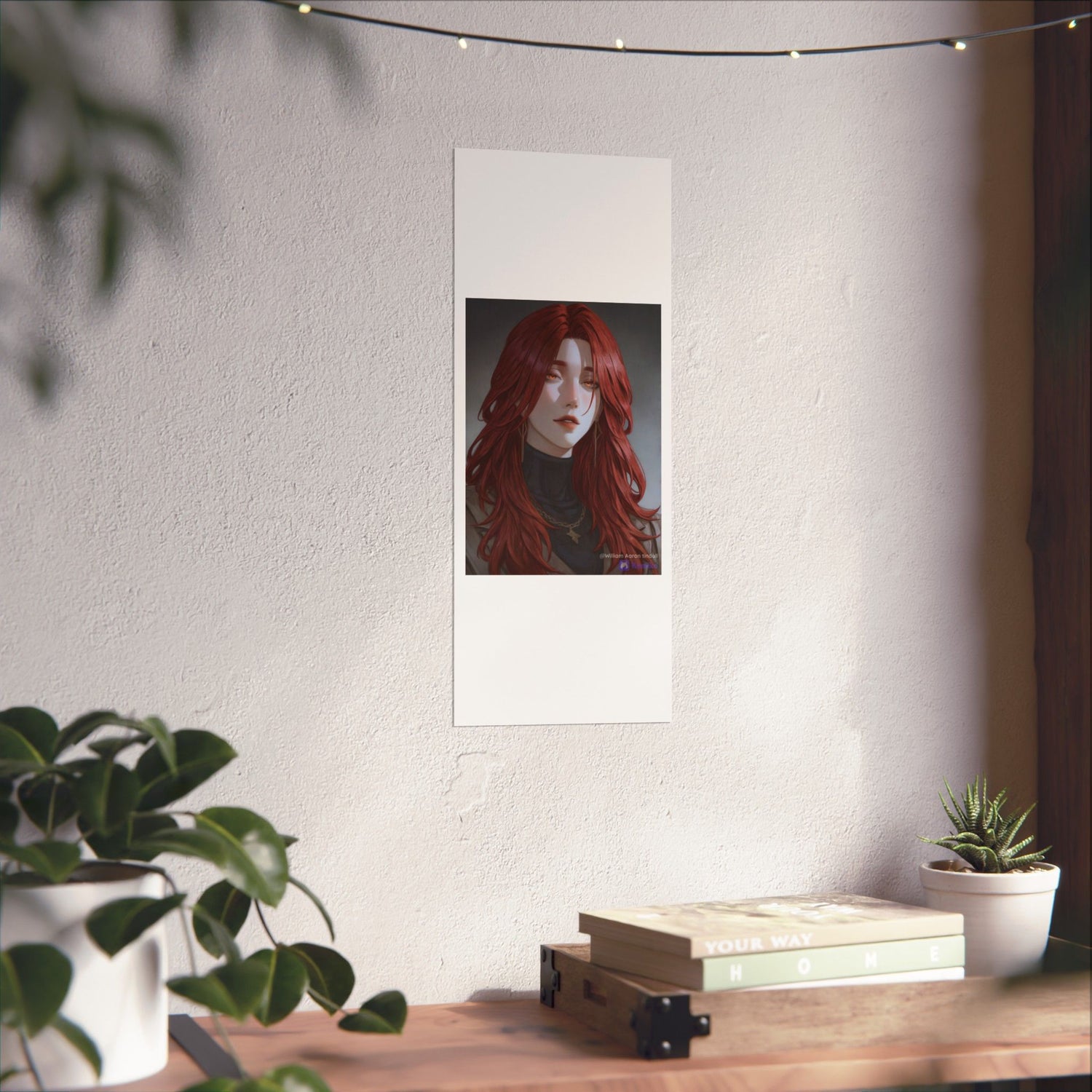 Red-Haired Muse Matte Vertical Poster — Moody Portrait Art Print