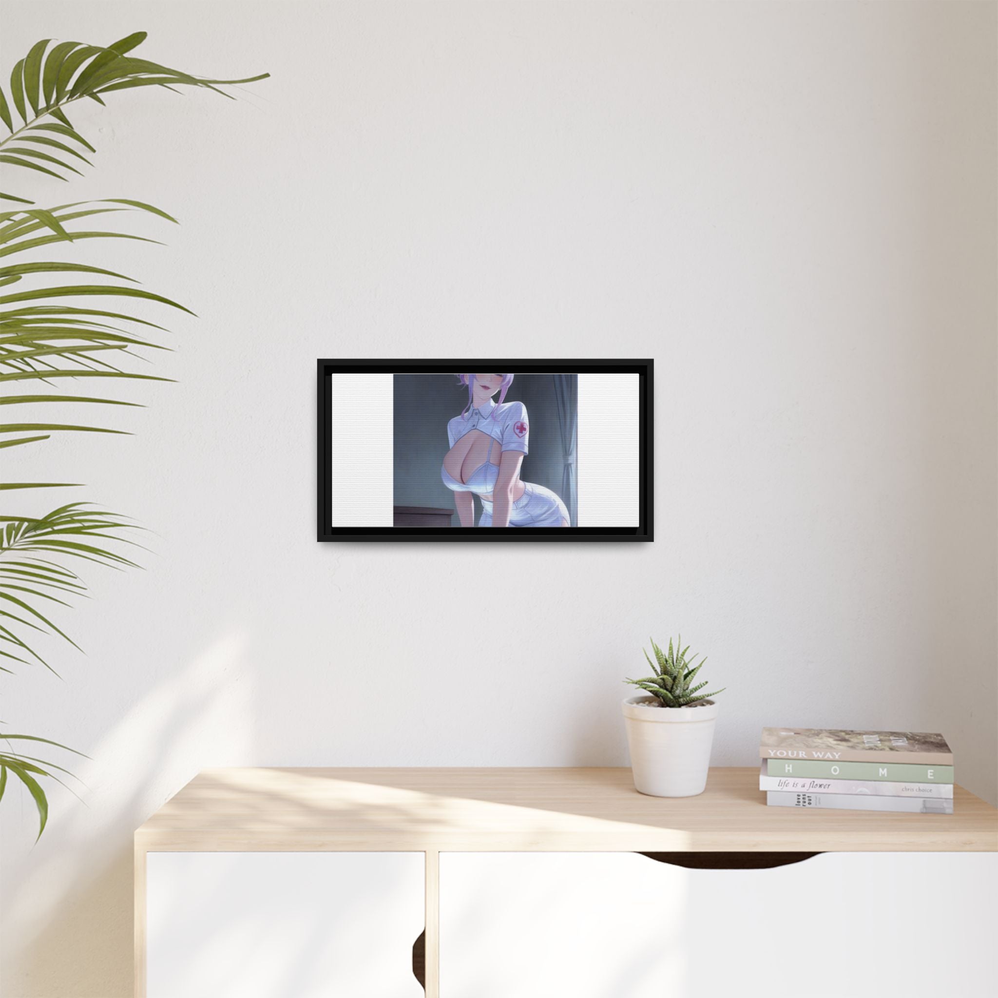 Sexy Anime Nurse Matte Canvas Print (Framed)
