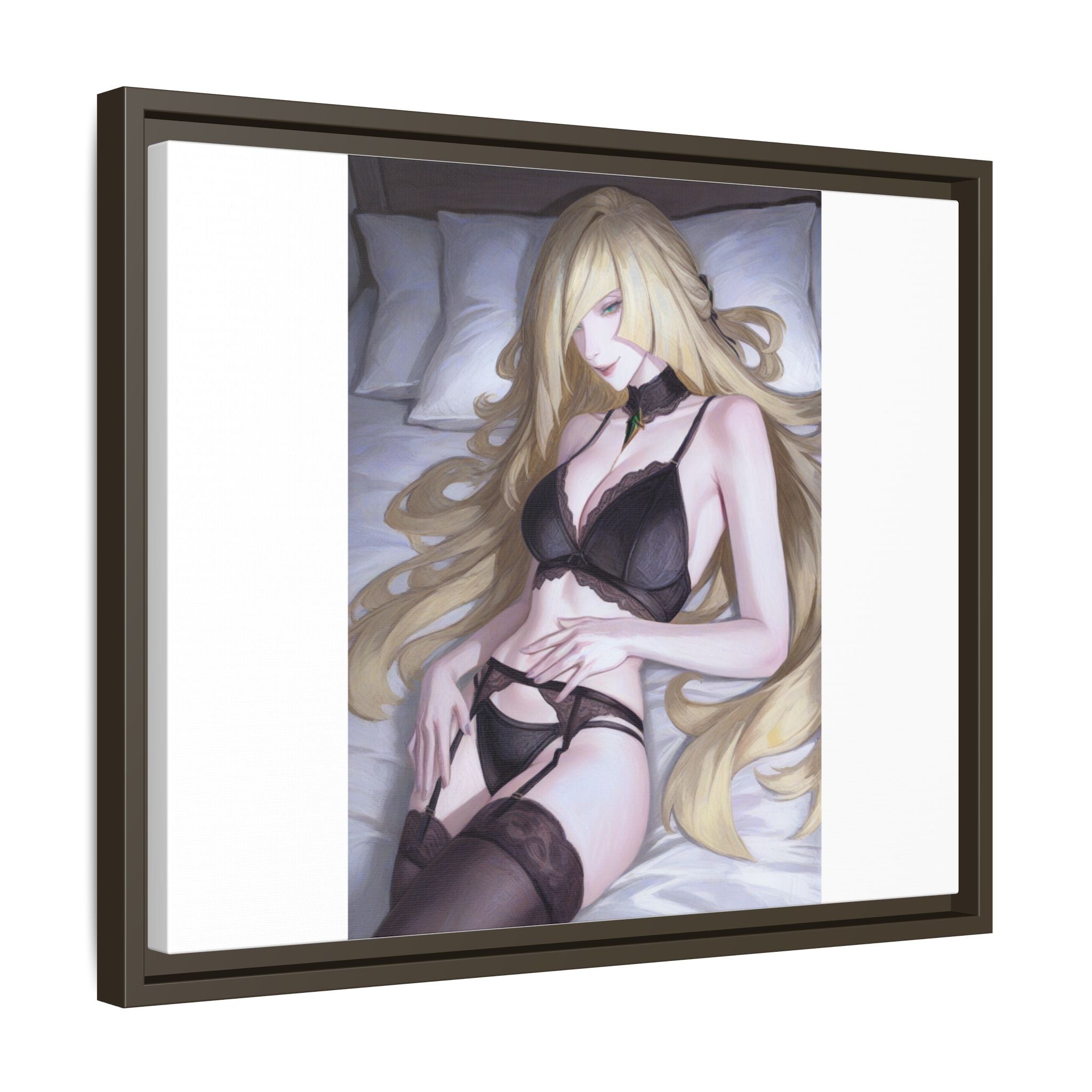 Framed Matte Canvas Print — Sleepy Blonde Anime Pinup