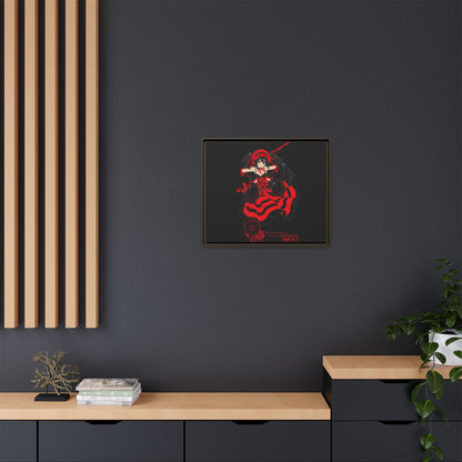 Anime Warrior Red Black Matte Canvas Print — Framed Wall Art