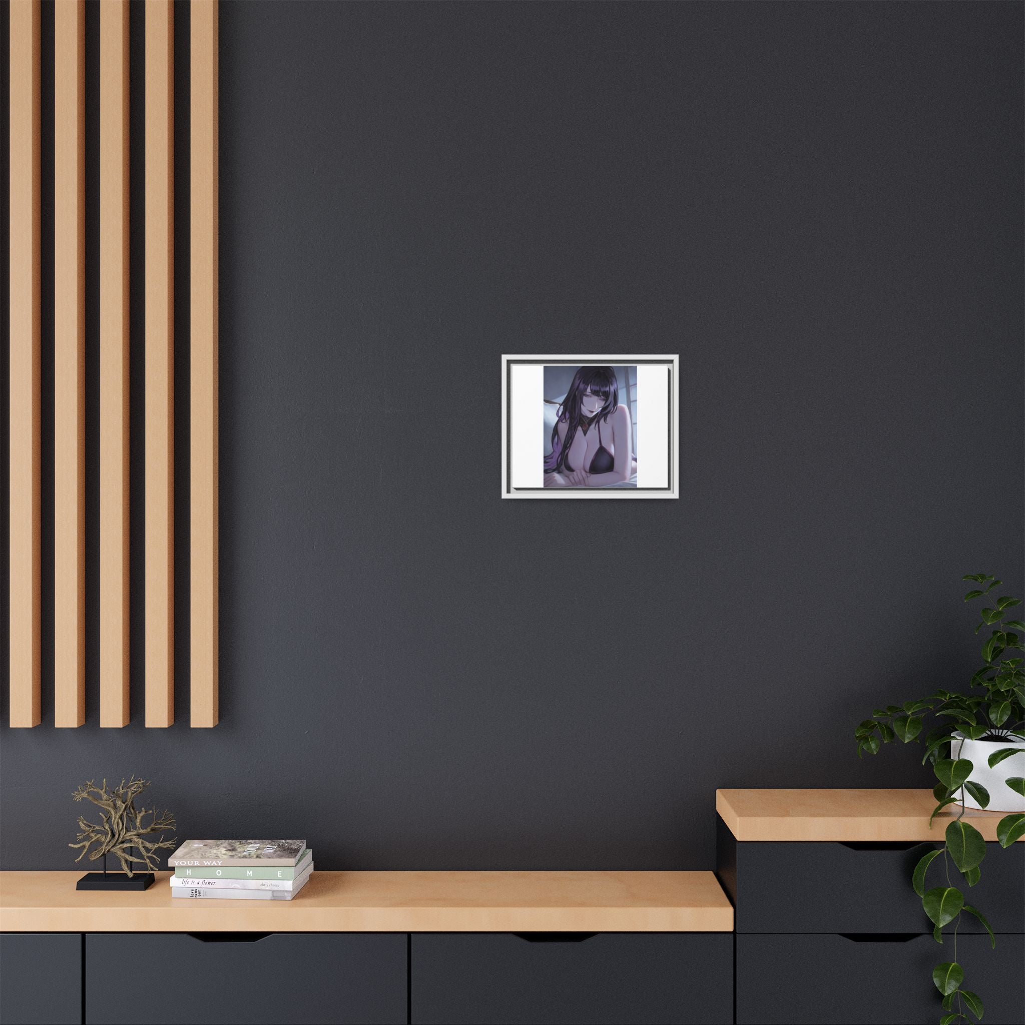 Framed Matte Canvas Print — Moody Anime Woman Portrait