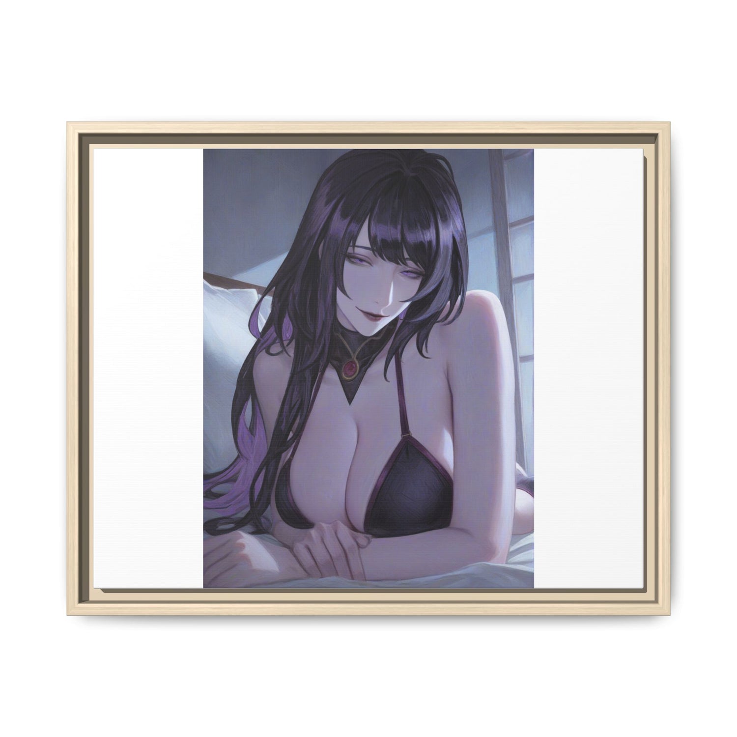 Framed Matte Canvas Print — Moody Anime Woman Portrait