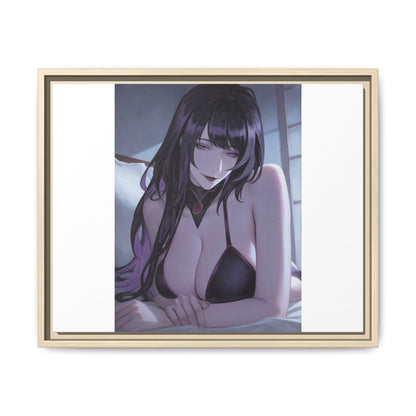 Framed Matte Canvas Print — Moody Anime Woman Portrait