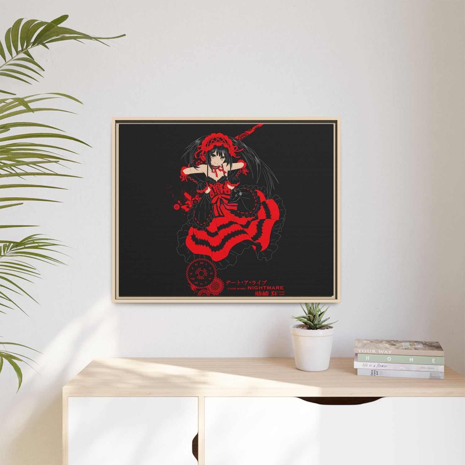 Anime Warrior Red Black Matte Canvas Print — Framed Wall Art
