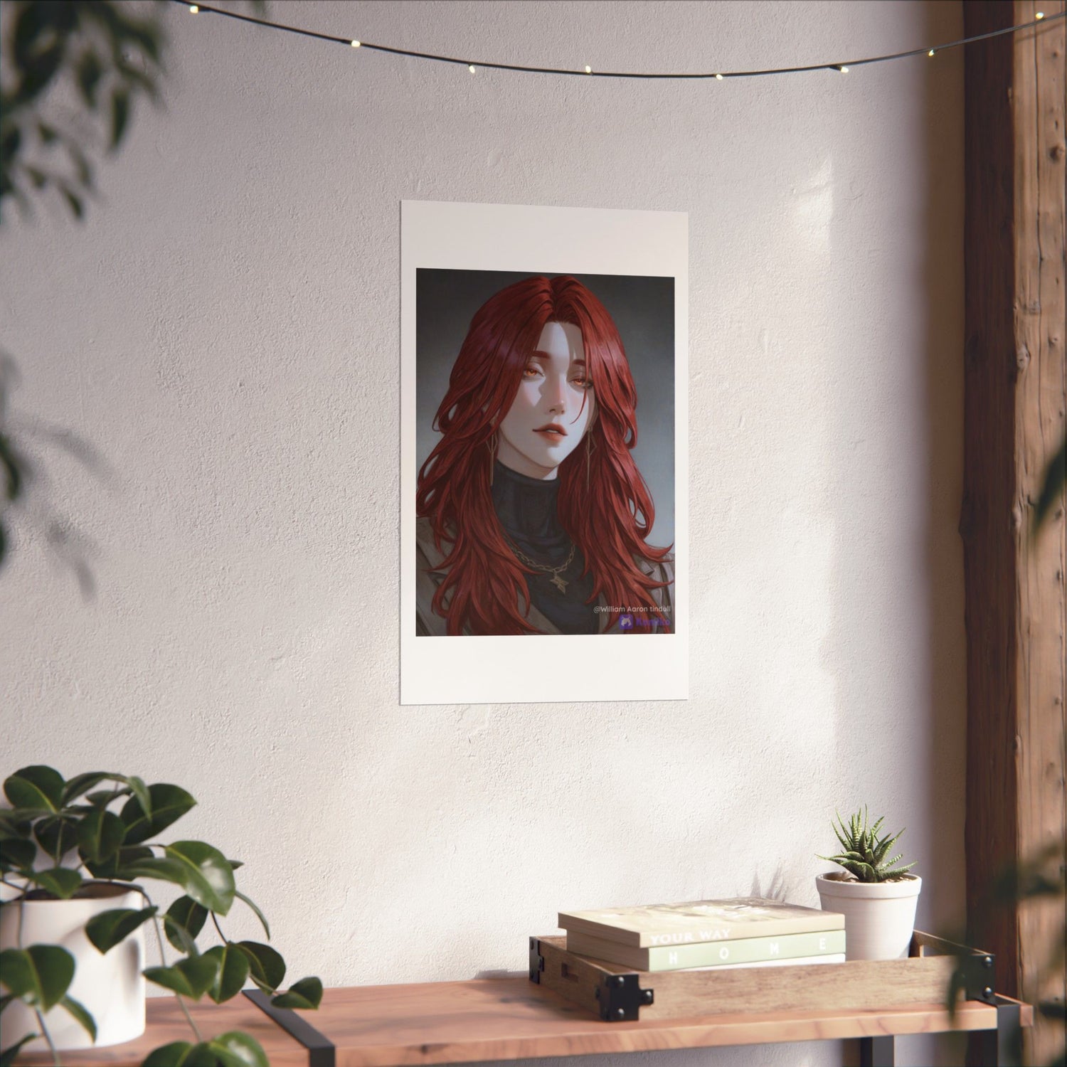 Red-Haired Muse Matte Vertical Poster — Moody Portrait Art Print