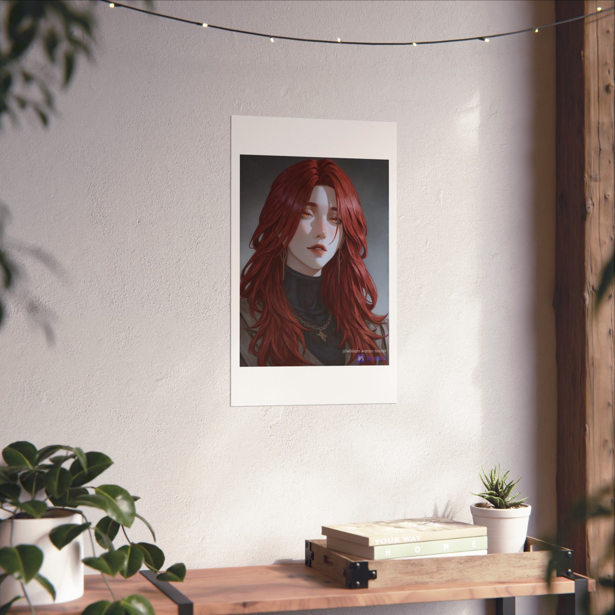 Red-Haired Muse Matte Vertical Poster — Moody Portrait Art Print