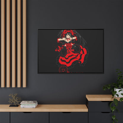 Anime Warrior Red Black Matte Canvas Print — Framed Wall Art