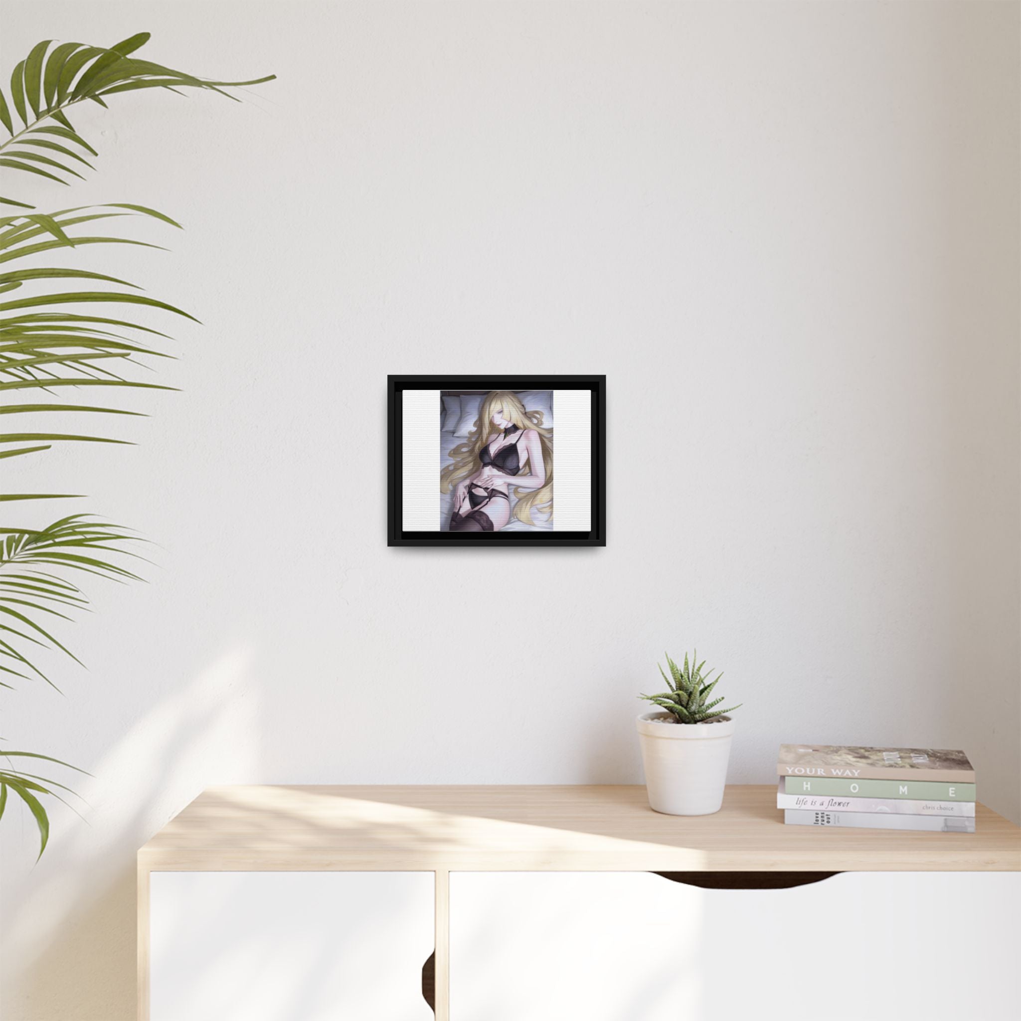 Framed Matte Canvas Print — Sleepy Blonde Anime Pinup