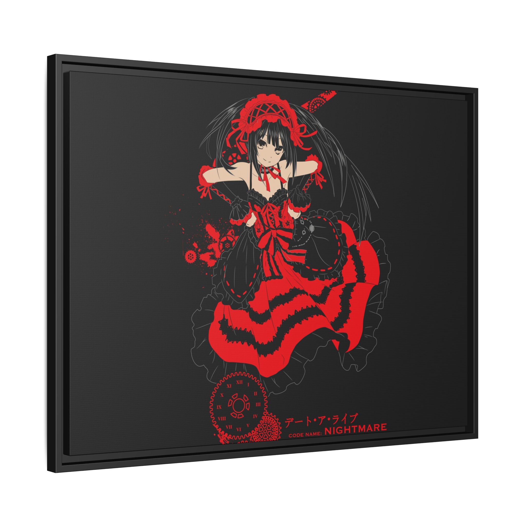 Anime Warrior Red Black Matte Canvas Print — Framed Wall Art