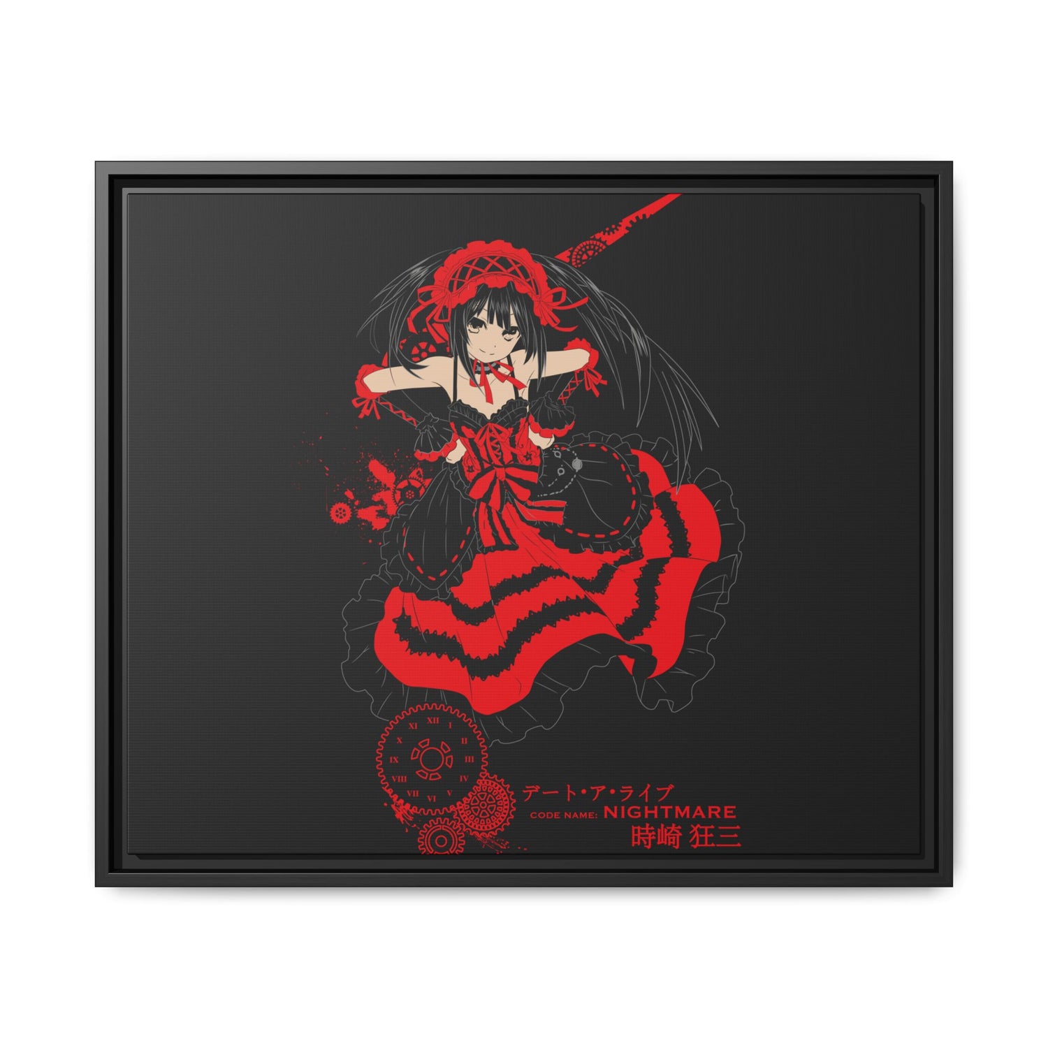 Anime Warrior Red Black Matte Canvas Print — Framed Wall Art
