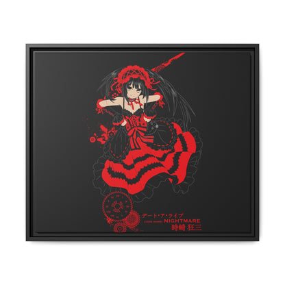 Anime Warrior Red Black Matte Canvas Print — Framed Wall Art