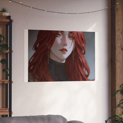 Fine Art Poster — Red-Haired Gothic Portrait, Moody Decorative Wall Art