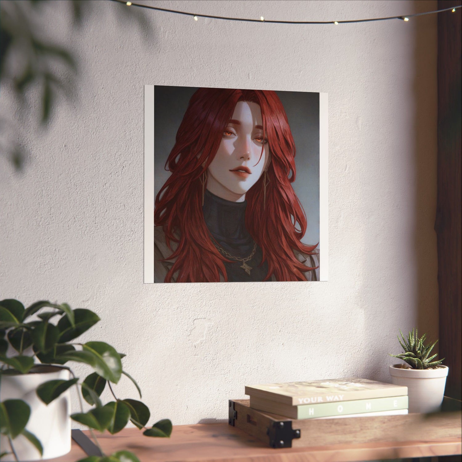 Red-Haired Muse Matte Vertical Poster — Moody Portrait Art Print