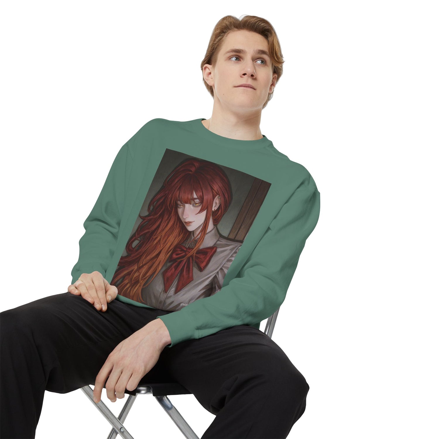 Anime Red-Headed Girl Sweatshirt — Gothic Schoolgirl Art Pullover