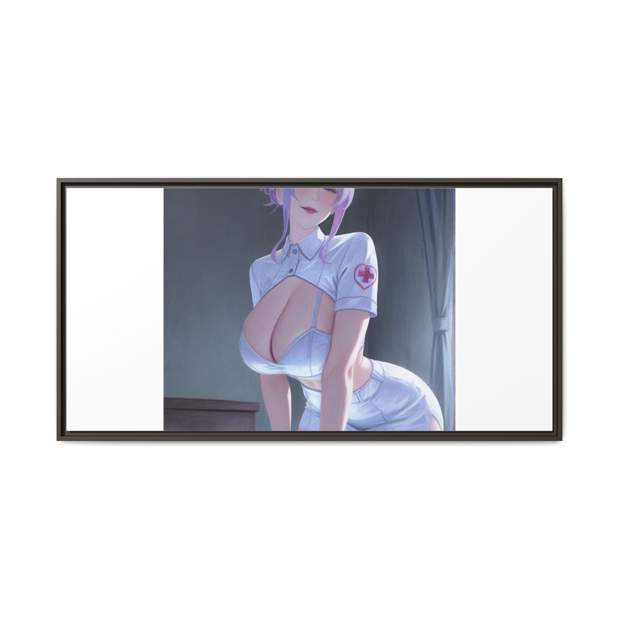 Sexy Anime Nurse Matte Canvas Print (Framed)