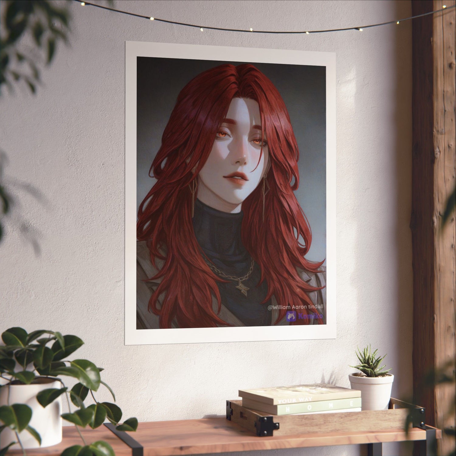 Red-Haired Muse Matte Vertical Poster — Moody Portrait Art Print