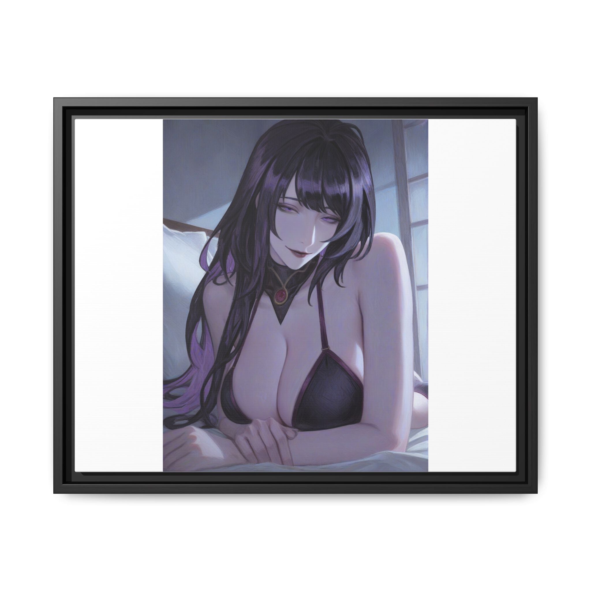 Framed Matte Canvas Print — Moody Anime Woman Portrait