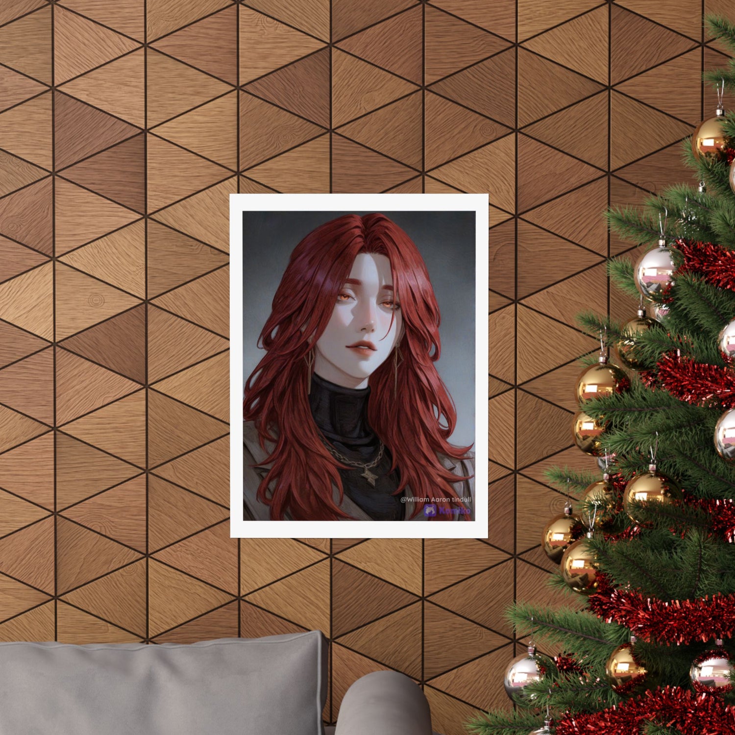 Red-Haired Muse Matte Vertical Poster — Moody Portrait Art Print