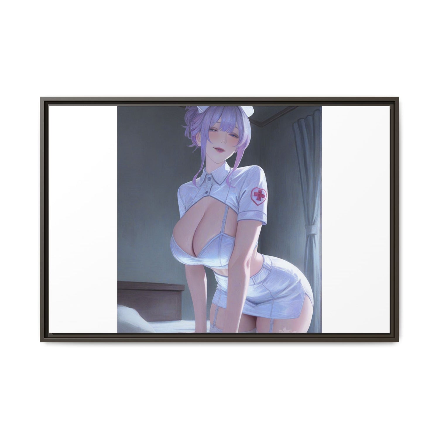 Sexy Anime Nurse Matte Canvas Print (Framed)