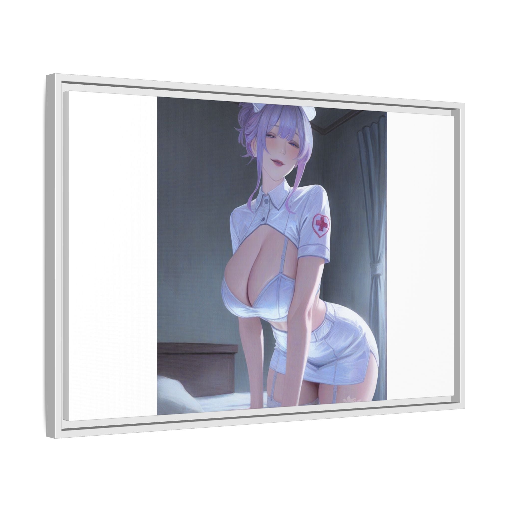 Sexy Anime Nurse Matte Canvas Print (Framed)