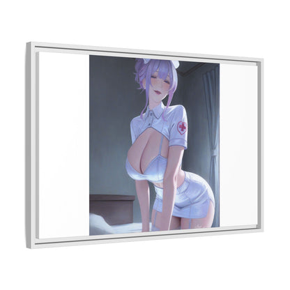 Sexy Anime Nurse Matte Canvas Print (Framed)