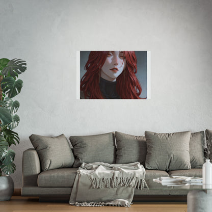 Fine Art Poster — Red-Haired Gothic Portrait, Moody Decorative Wall Art