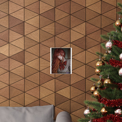 Matte Vertical Poster — Red‑Haired Anime Girl Portrait