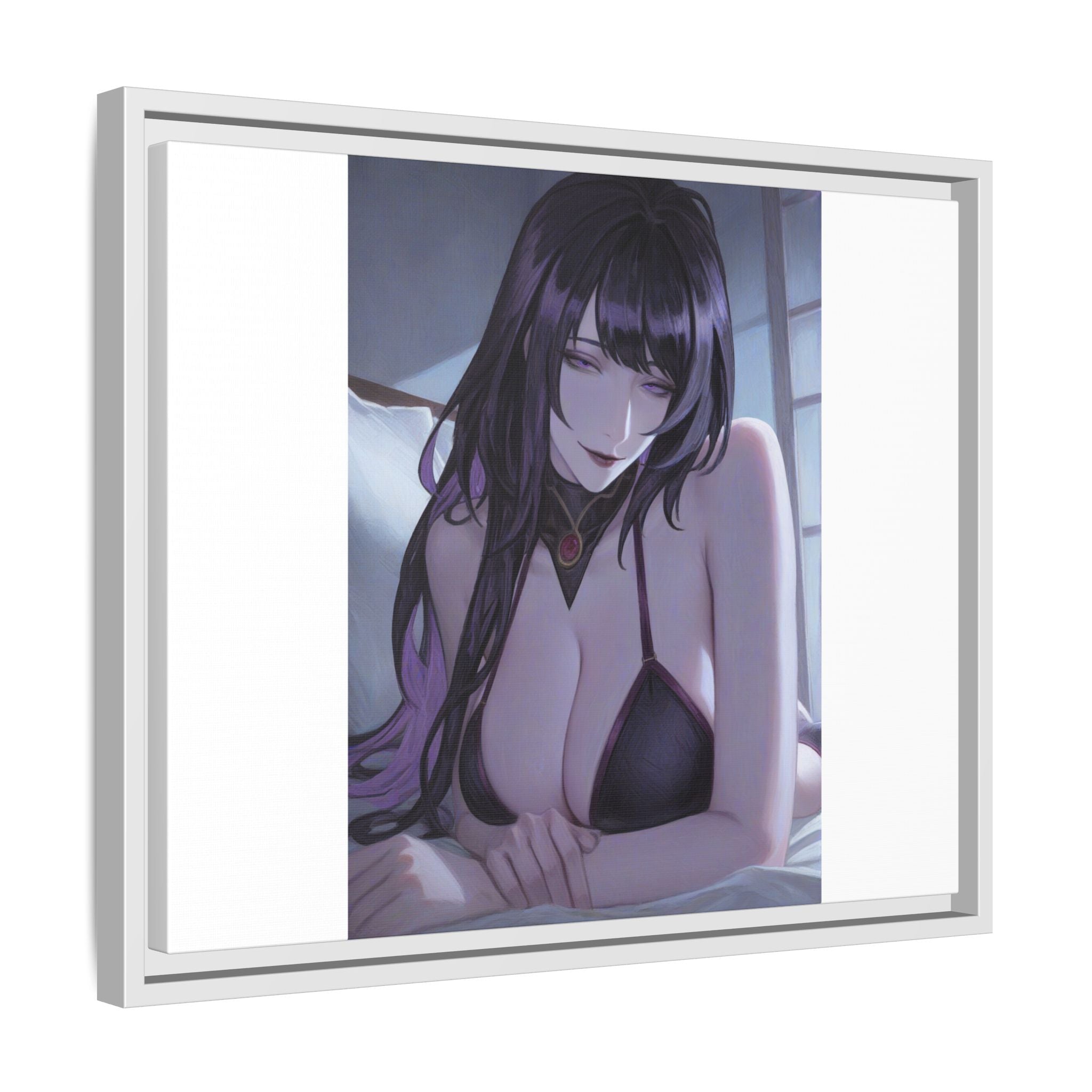 Framed Matte Canvas Print — Moody Anime Woman Portrait