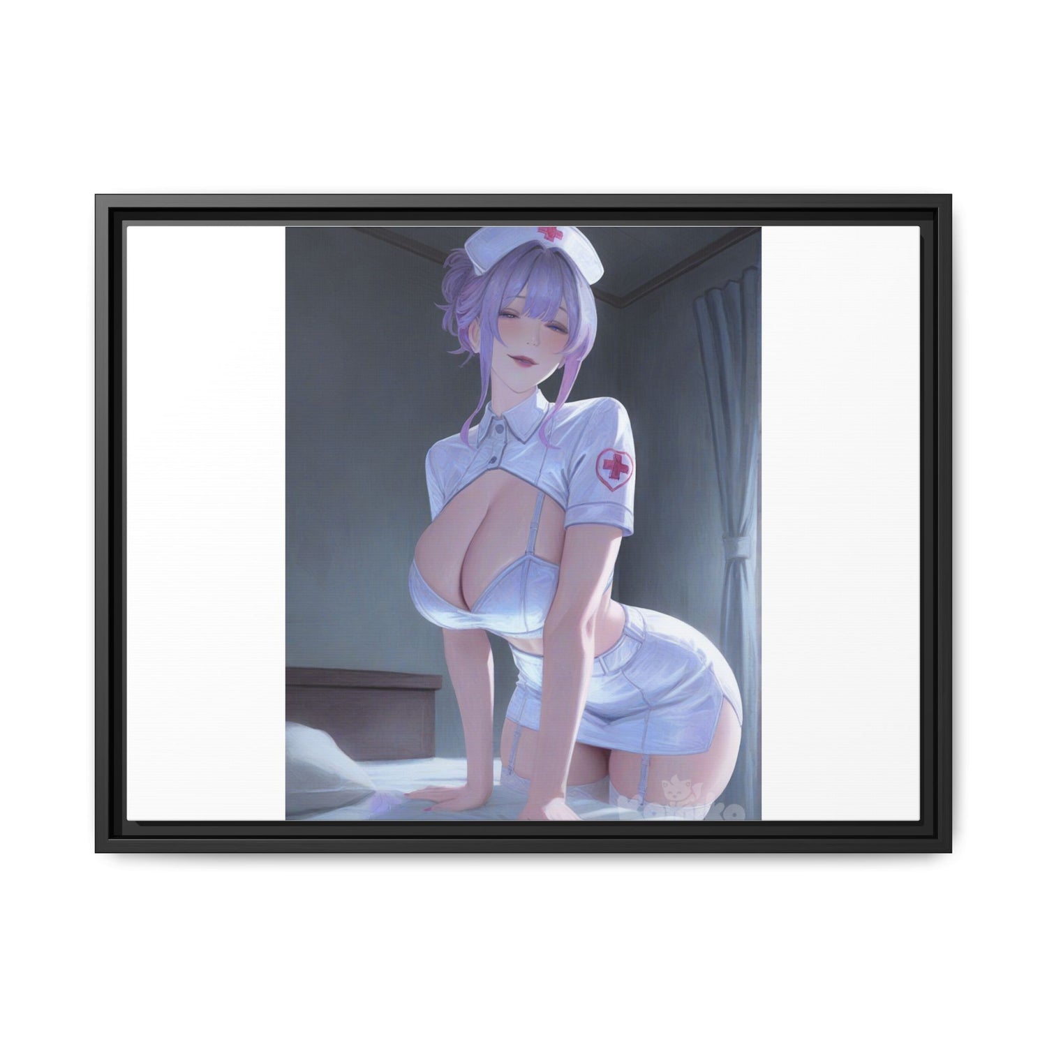 Sexy Anime Nurse Matte Canvas Print (Framed)