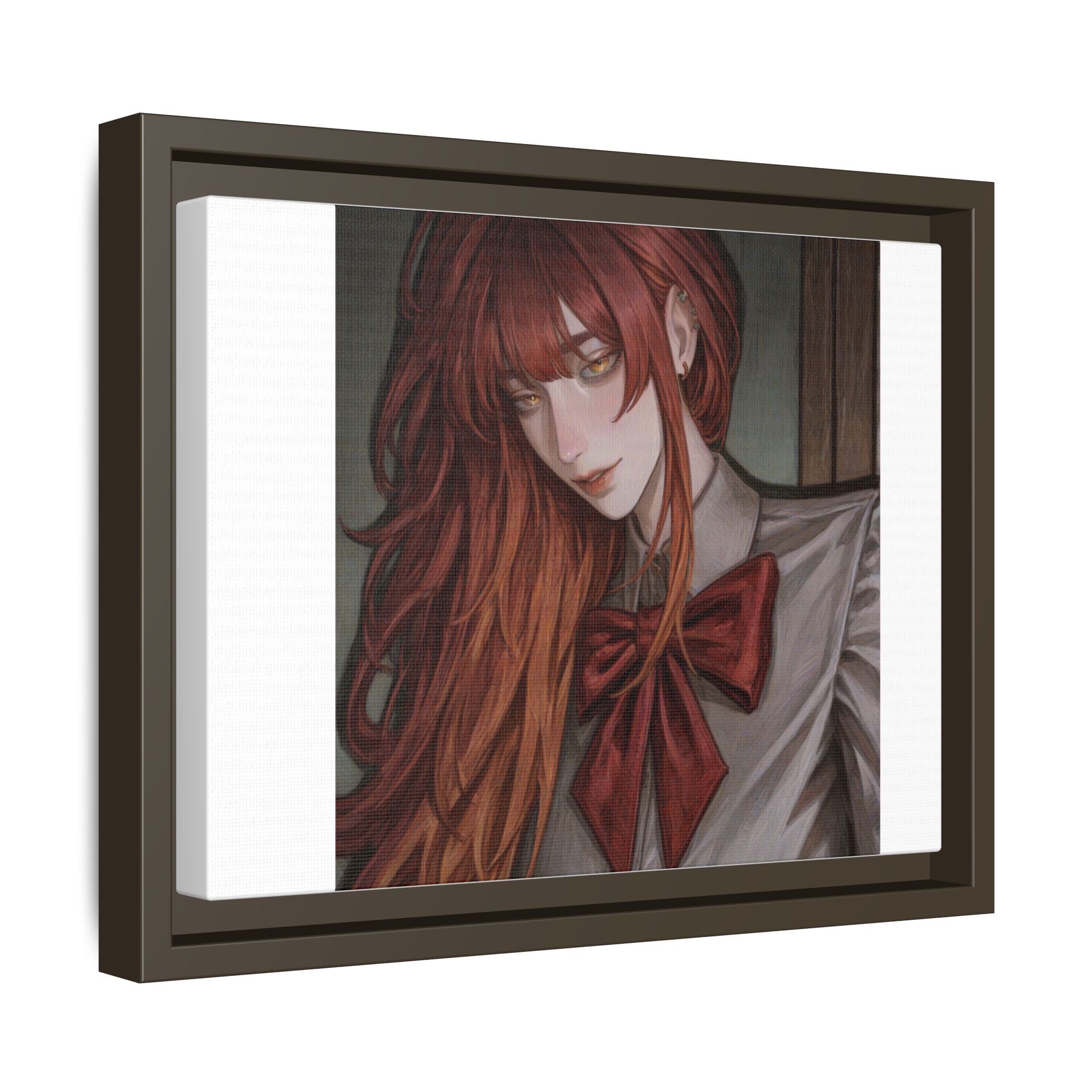 Framed Matte Canvas Print — Moody Red-Headed Anime Girl Art