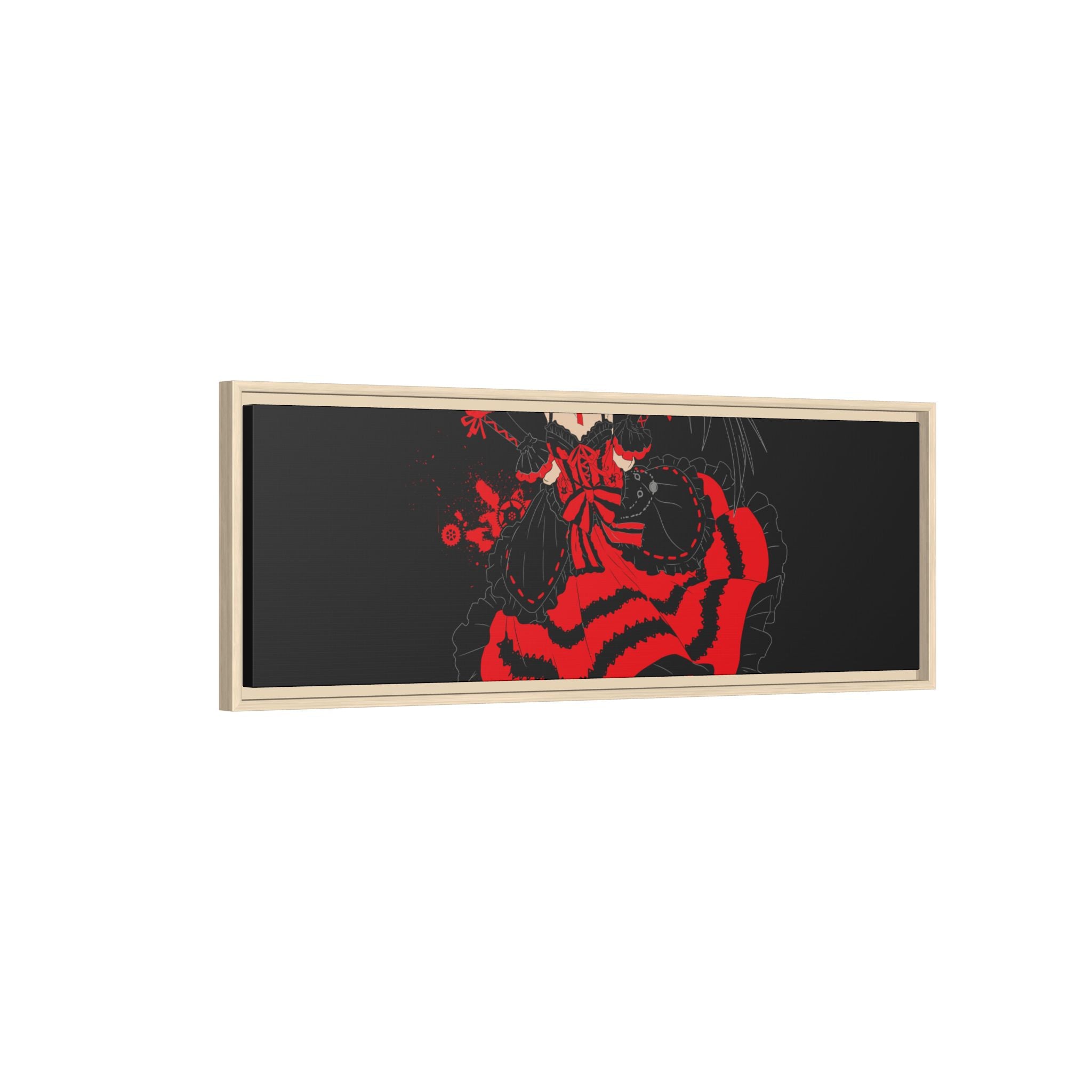 Anime Warrior Red Black Matte Canvas Print — Framed Wall Art