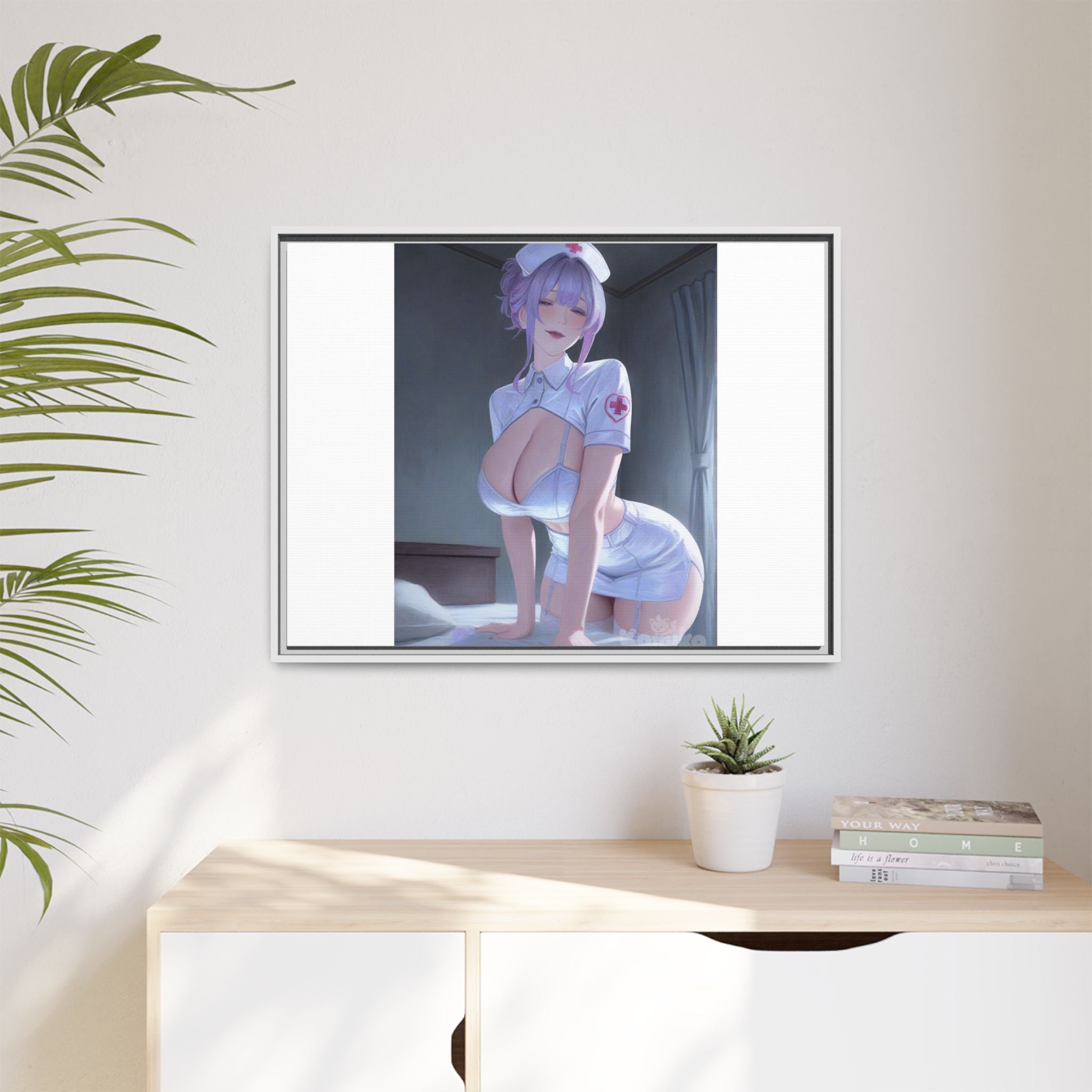 Sexy Anime Nurse Matte Canvas Print (Framed)