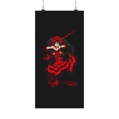 Anime Gothic Poster — Red &amp; Black Kurumi Nightcore Matte Vertical Print