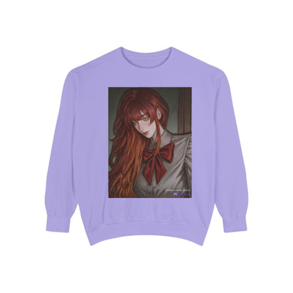 Anime Red-Headed Girl Sweatshirt — Gothic Schoolgirl Art Pullover