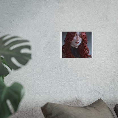 Fine Art Poster — Red-Haired Gothic Portrait, Moody Decorative Wall Art