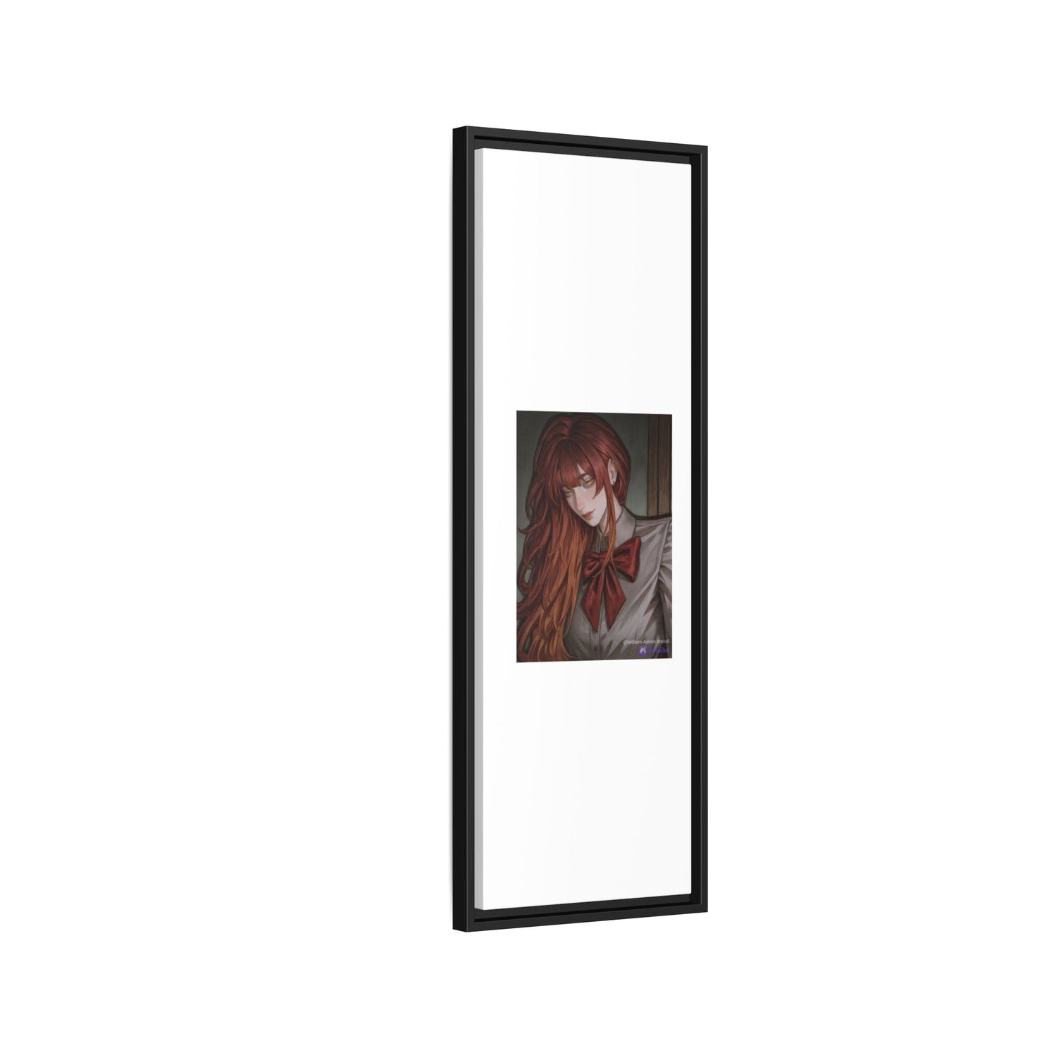 Framed Matte Canvas Print — Moody Red-Headed Anime Girl Art