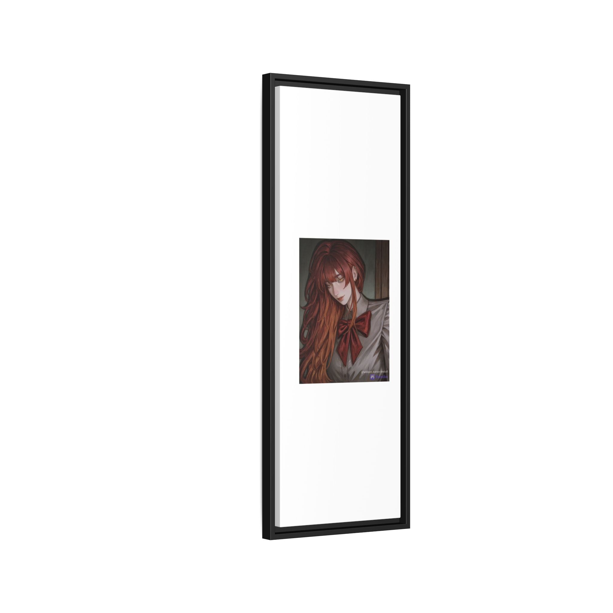 Framed Matte Canvas Print — Moody Red-Headed Anime Girl Art