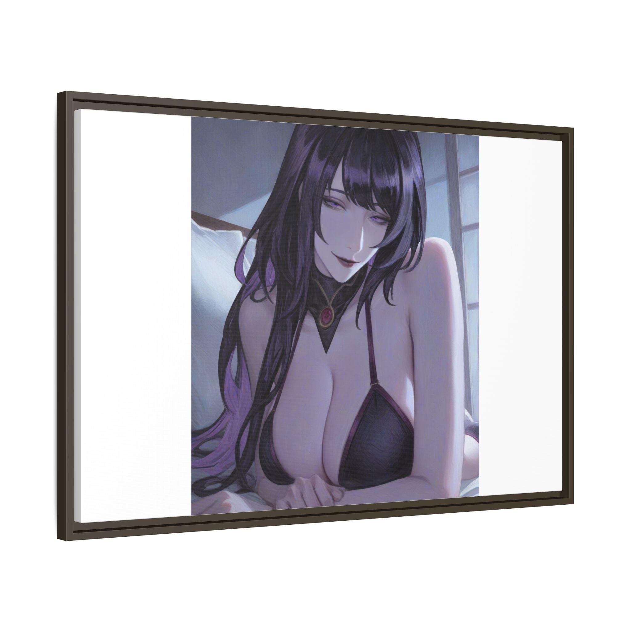 Framed Matte Canvas Print — Moody Anime Woman Portrait