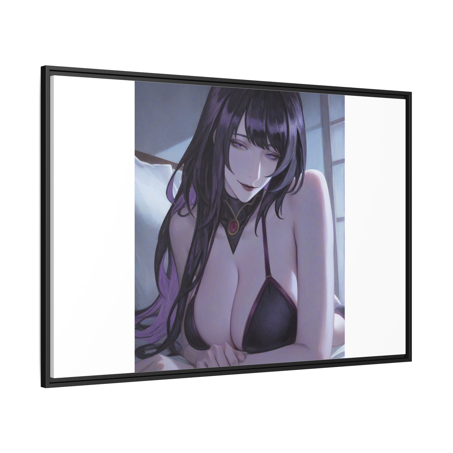 Framed Matte Canvas Print — Moody Anime Woman Portrait