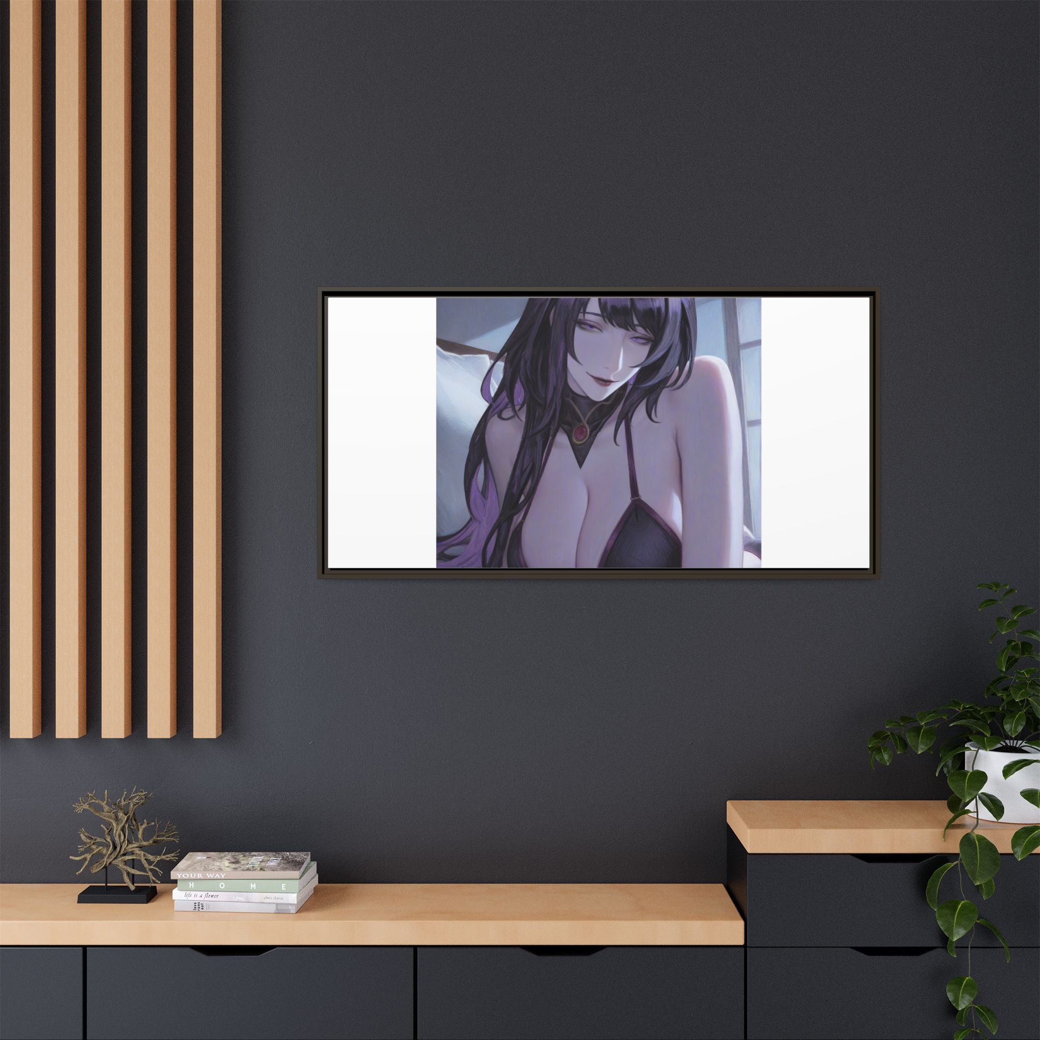 Framed Matte Canvas Print — Moody Anime Woman Portrait