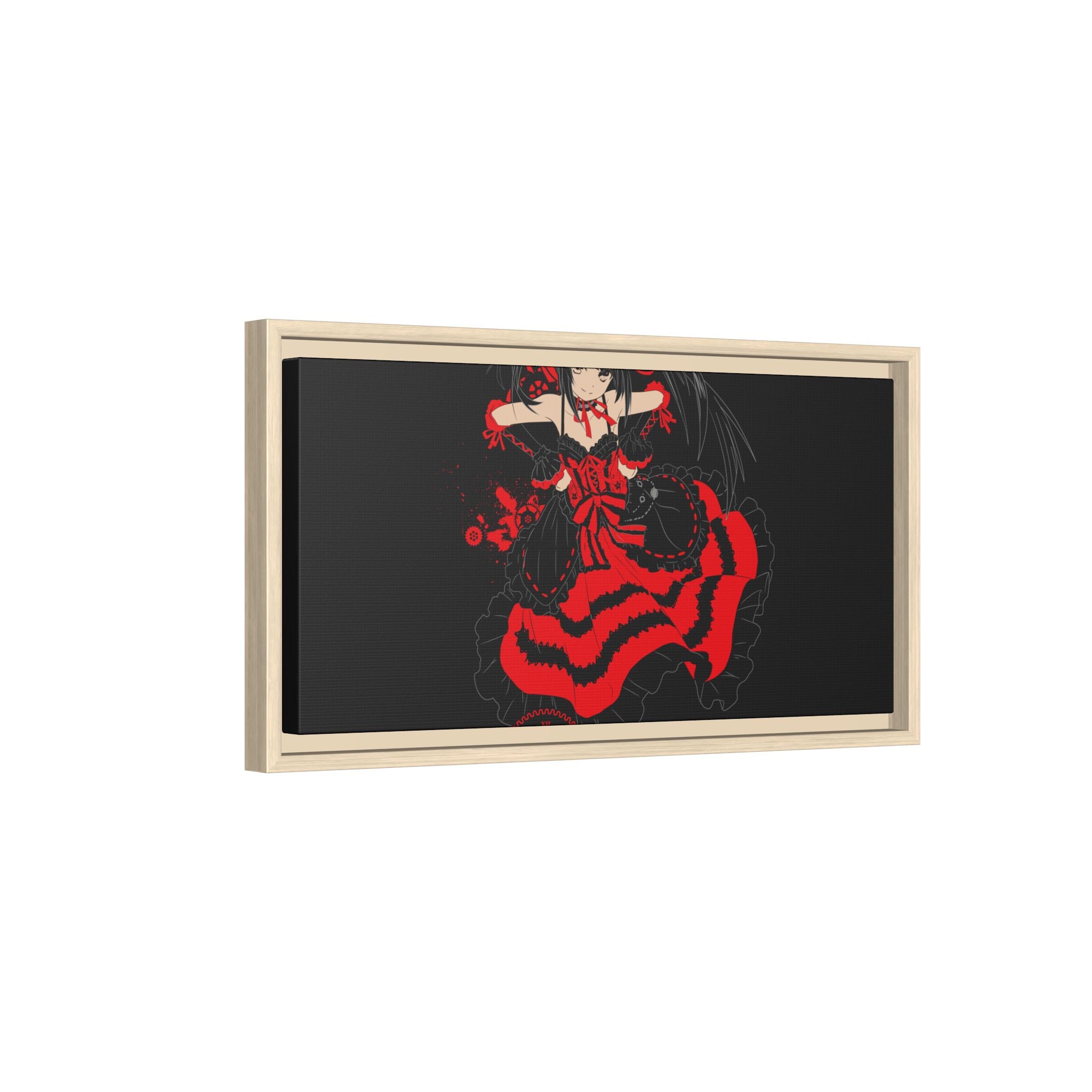 Anime Warrior Red Black Matte Canvas Print — Framed Wall Art